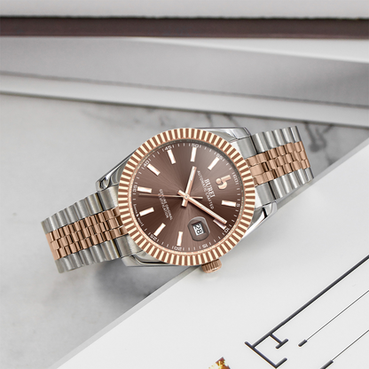 BUREI Men's Watch 41mm, Classic Stainless Steel, Waterproof Machine Watch with Date, Sapphire Crystal, Business Dress Wristwatch