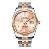 BUREI Men's Watch 41mm, Classic Stainless Steel, Waterproof Machine Watch with Date, Sapphire Crystal, Business Dress Wristwatch