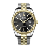 BUREI Men's Watch 41mm, Classic Stainless Steel, Waterproof Machine Watch with Date, Sapphire Crystal, Business Dress Wristwatch