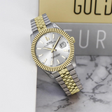 BUREI Men's Watch 41mm, Classic Stainless Steel, Waterproof Machine Watch with Date, Sapphire Crystal, Business Dress Wristwatch