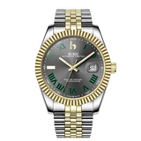 BUREI Men's Watch 41mm, Classic Stainless Steel, Waterproof Machine Watch with Date, Sapphire Crystal, Business Dress Wristwatch