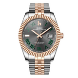 BUREI Men's Watch 41mm, Classic Stainless Steel, Waterproof Machine Watch with Date, Sapphire Crystal, Business Dress Wristwatch
