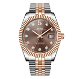 BUREI Men's Watch 41mm, Classic Stainless Steel, Waterproof Machine Watch with Date, Sapphire Crystal, Business Dress Wristwatch