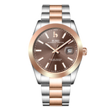 BUREI Men's Watch 41mm, Classic Stainless Steel, Waterproof Machine Watch with Date, Sapphire Crystal, Business Dress Wristwatch