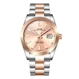 BUREI Men's Watch 41mm, Classic Stainless Steel, Waterproof Machine Watch with Date, Sapphire Crystal, Business Dress Wristwatch