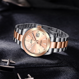 BUREI Men's Watch 41mm, Classic Stainless Steel, Waterproof Machine Watch with Date, Sapphire Crystal, Business Dress Wristwatch