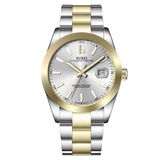 BUREI Men's Watch 41mm, Classic Stainless Steel, Waterproof Machine Watch with Date, Sapphire Crystal, Business Dress Wristwatch