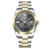 BUREI Men's Watch 41mm, Classic Stainless Steel, Waterproof Machine Watch with Date, Sapphire Crystal, Business Dress Wristwatch