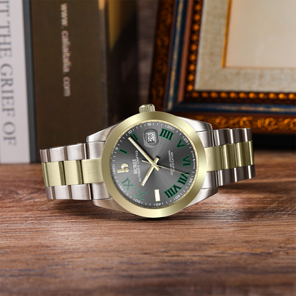 BUREI Men's Watch 41mm, Classic Stainless Steel, Waterproof Machine Watch with Date, Sapphire Crystal, Business Dress Wristwatch