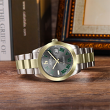 BUREI Men's Watch 41mm, Classic Stainless Steel, Waterproof Machine Watch with Date, Sapphire Crystal, Business Dress Wristwatch