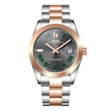 BUREI Men's Watch 41mm, Classic Stainless Steel, Waterproof Machine Watch with Date, Sapphire Crystal, Business Dress Wristwatch