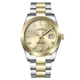 BUREI Men's Watch 41mm, Classic Stainless Steel, Waterproof Machine Watch with Date, Sapphire Crystal, Business Dress Wristwatch