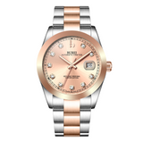 BUREI Men's Watch 41mm, Classic Stainless Steel, Waterproof Machine Watch with Date, Sapphire Crystal, Business Dress Wristwatch