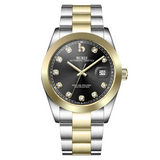 BUREI Men's Watch 41mm, Classic Stainless Steel, Waterproof Machine Watch with Date, Sapphire Crystal, Business Dress Wristwatch