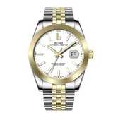 BUREI Men's Watch 41mm, Classic Stainless Steel, Waterproof Machine Watch with Date, Sapphire Crystal, Business Dress Wristwatch