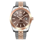 BUREI Men's Watch 41mm, Classic Stainless Steel, Waterproof Machine Watch with Date, Sapphire Crystal, Business Dress Wristwatch