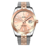 BUREI Men's Watch 41mm, Classic Stainless Steel, Waterproof Machine Watch with Date, Sapphire Crystal, Business Dress Wristwatch