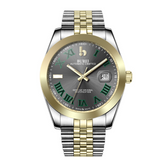 BUREI Men's Watch 41mm, Classic Stainless Steel, Waterproof Machine Watch with Date, Sapphire Crystal, Business Dress Wristwatch