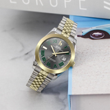 BUREI Men's Watch 41mm, Classic Stainless Steel, Waterproof Machine Watch with Date, Sapphire Crystal, Business Dress Wristwatch