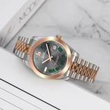 BUREI Men's Watch 41mm, Classic Stainless Steel, Waterproof Machine Watch with Date, Sapphire Crystal, Business Dress Wristwatch