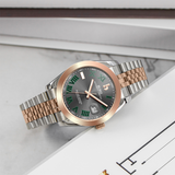 BUREI Men's Watch 41mm, Classic Stainless Steel, Waterproof Machine Watch with Date, Sapphire Crystal, Business Dress Wristwatch