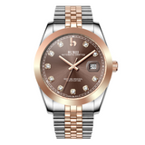 BUREI Men's Watch 41mm, Classic Stainless Steel, Waterproof Machine Watch with Date, Sapphire Crystal, Business Dress Wristwatch