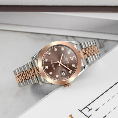 BUREI Men's Watch 41mm, Classic Stainless Steel, Waterproof Machine Watch with Date, Sapphire Crystal, Business Dress Wristwatch