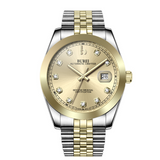 BUREI Men's Watch 41mm, Classic Stainless Steel, Waterproof Machine Watch with Date, Sapphire Crystal, Business Dress Wristwatch