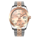 BUREI Men's Watch 41mm, Classic Stainless Steel, Waterproof Machine Watch with Date, Sapphire Crystal, Business Dress Wristwatch