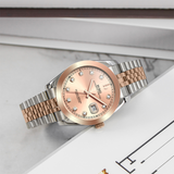 BUREI Men's Watch 41mm, Classic Stainless Steel, Waterproof Machine Watch with Date, Sapphire Crystal, Business Dress Wristwatch