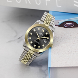 BUREI Men's Watch 41mm, Classic Stainless Steel, Waterproof Machine Watch with Date, Sapphire Crystal, Business Dress Wristwatch