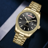 BUREI Mens Watch 41mm, Stainless Steel Analog Quartz, Waterproof with Calendar, Sapphire Crystal Dial, Business Casual Luxury Wristwatch