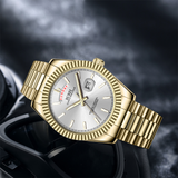 BUREI Mens Watch 41mm, Stainless Steel Analog Quartz, Waterproof with Calendar, Sapphire Crystal Dial, Business Casual Luxury Wristwatch