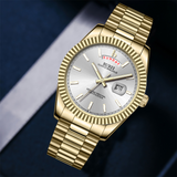 BUREI Mens Watch 41mm, Stainless Steel Analog Quartz, Waterproof with Calendar, Sapphire Crystal Dial, Business Casual Luxury Wristwatch