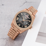 BUREI Mens Watch 41mm, Stainless Steel Analog Quartz, Waterproof with Calendar, Sapphire Crystal Dial, Business Casual Luxury Wristwatch