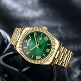 BUREI Mens Watch 41mm, Stainless Steel Analog Quartz, Waterproof with Calendar, Sapphire Crystal Dial, Business Casual Luxury Wristwatch