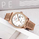 BUREI Mens Watch 41mm, Stainless Steel Analog Quartz, Waterproof with Calendar, Sapphire Crystal Dial, Business Casual Luxury Wristwatch