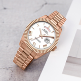 BUREI Mens Watch 41mm, Stainless Steel Analog Quartz, Waterproof with Calendar, Sapphire Crystal Dial, Business Casual Luxury Wristwatch