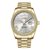 BUREI Mens Watch 41mm, Stainless Steel Analog Quartz, Waterproof with Calendar, Sapphire Crystal Dial, Business Casual Luxury Wristwatch