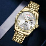 BUREI Mens Watch 41mm, Stainless Steel Analog Quartz, Waterproof with Calendar, Sapphire Crystal Dial, Business Casual Luxury Wristwatch