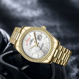 BUREI Mens Watch 41mm, Stainless Steel Analog Quartz, Waterproof with Calendar, Sapphire Crystal Dial, Business Casual Luxury Wristwatch