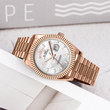 BUREI Mens Watch 41mm, Stainless Steel Analog Quartz, Waterproof with Calendar, Sapphire Crystal Dial, Business Casual Luxury Wristwatch