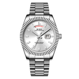 BUREI Mens Watch 41mm, Stainless Steel Analog Quartz, Waterproof with Calendar, Sapphire Crystal Dial, Business Casual Luxury Wristwatch