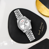 BUREI Mens Watch 41mm, Stainless Steel Analog Quartz, Waterproof with Calendar, Sapphire Crystal Dial, Business Casual Luxury Wristwatch