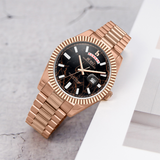 BUREI Mens Watch 41mm, Stainless Steel Analog Quartz, Waterproof with Calendar, Sapphire Crystal Dial, Business Casual Luxury Wristwatch