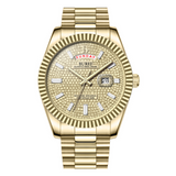 BUREI Mens Watch 41mm, Stainless Steel Analog Quartz, Waterproof with Calendar, Sapphire Crystal Dial, Business Casual Luxury Wristwatch