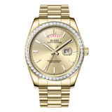 BUREI Mens Watch 41mm, Stainless Steel Analog Quartz, Waterproof with Calendar, Sapphire Crystal Dial, Business Casual Luxury Wristwatch