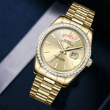 BUREI Mens Watch 41mm, Stainless Steel Analog Quartz, Waterproof with Calendar, Sapphire Crystal Dial, Business Casual Luxury Wristwatch