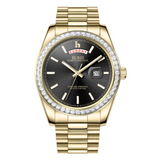 BUREI Mens Watch 41mm, Stainless Steel Analog Quartz, Waterproof with Calendar, Sapphire Crystal Dial, Business Casual Luxury Wristwatch