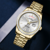 BUREI Mens Watch 41mm, Stainless Steel Analog Quartz, Waterproof with Calendar, Sapphire Crystal Dial, Business Casual Luxury Wristwatch